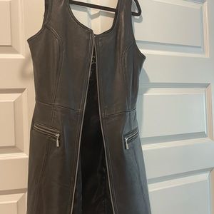 Leather, Full-Zip Black Dress